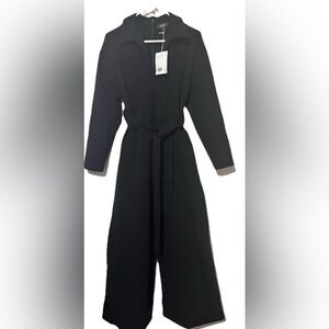 NWT COS Black Knit Jersey Long Sleeve Wide Leg Jumpsuit Size XS